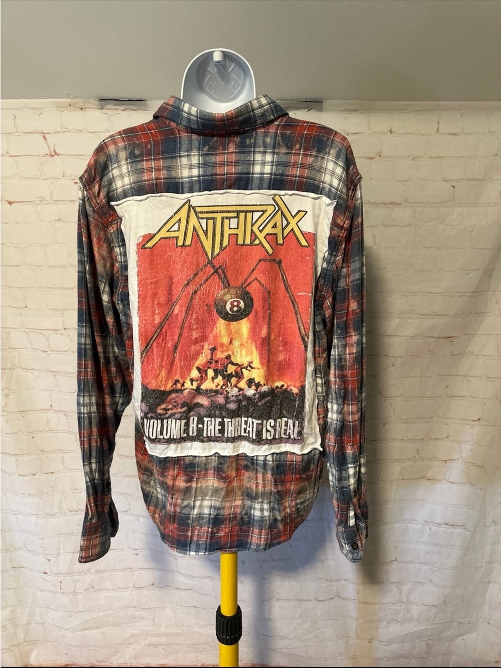 Anthrax Upcycled Tee Bleached Flannel Sz M